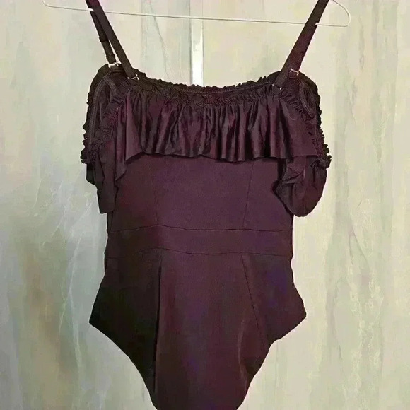 Bleu Rod Beattie Deep Purple Swimsuit - Size Medium, with Ruffled Top - Picture 2 of 2